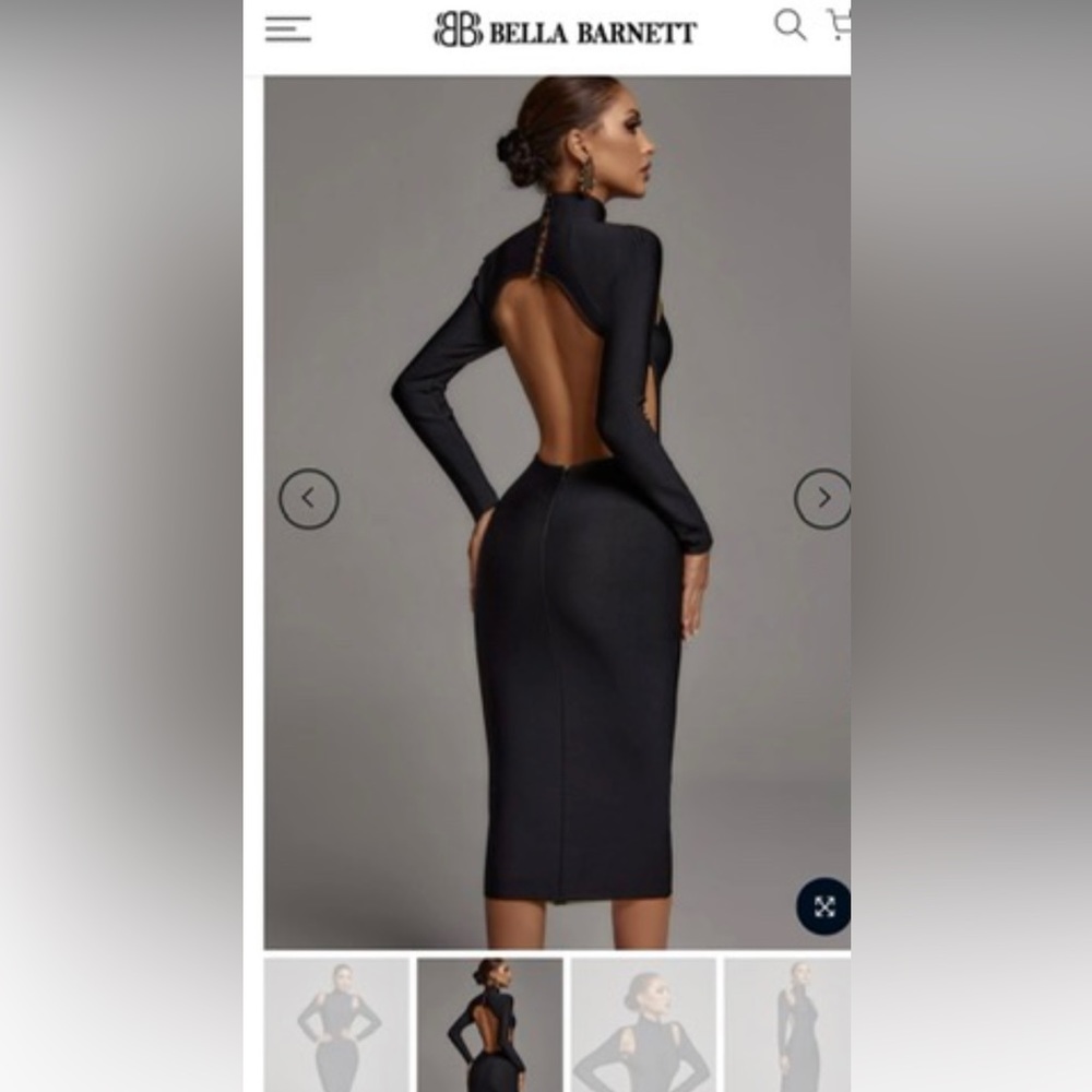 Open back black midi dress